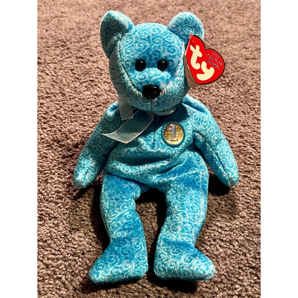 TY Beanie Baby- Classy Blue Bear- Mint Condition - Holographic Tush Tag - Picture 1 of 5
